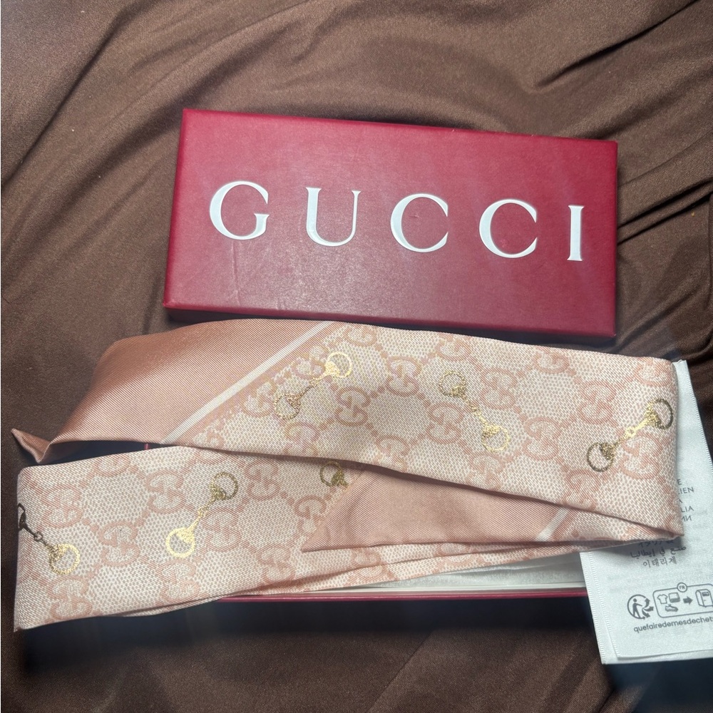 Gucci Pink GG Silk head scarf